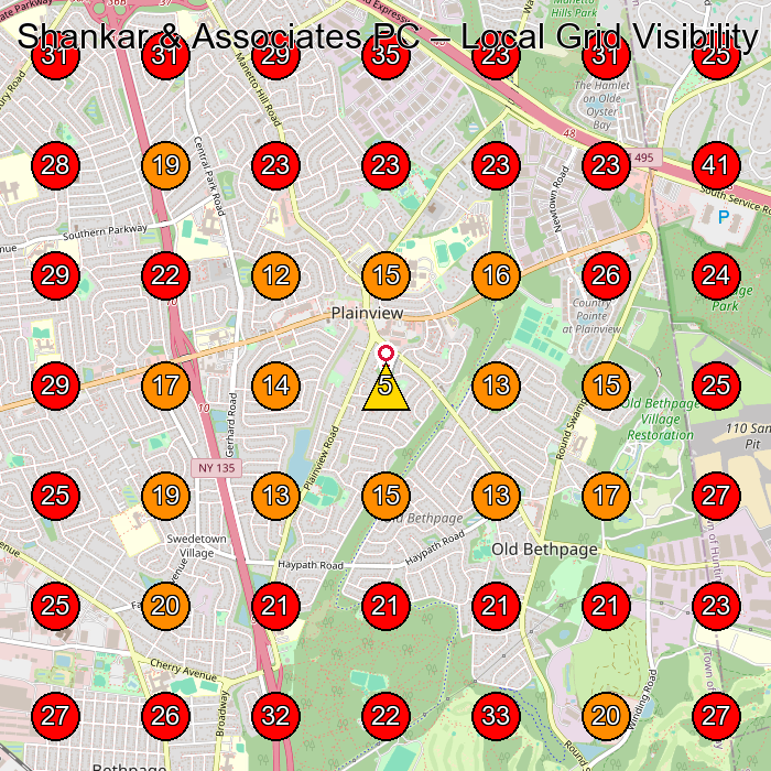 Shankar & Associates PC GeoGrid visibility map for Private Investigator in Plainview
